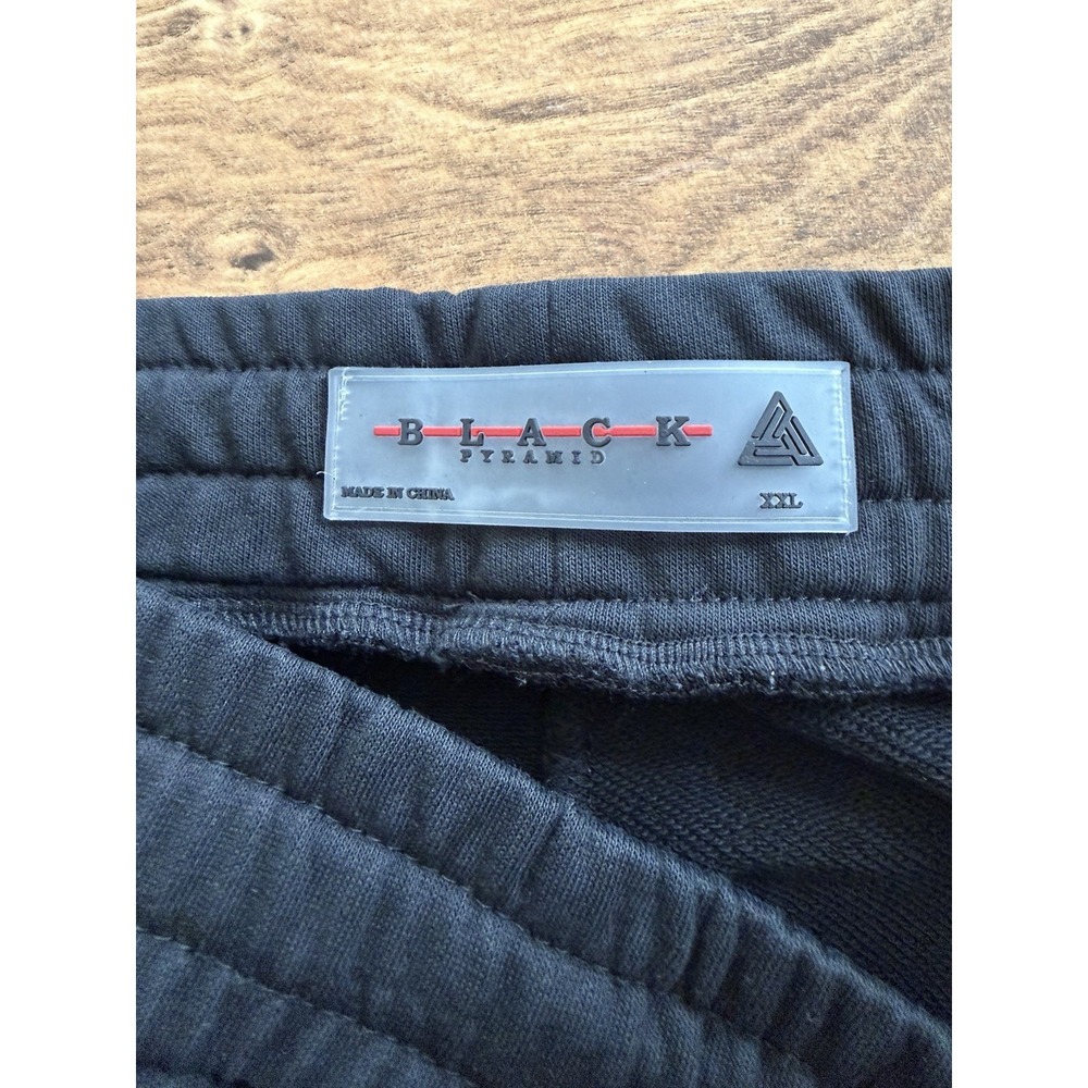 Black Pyramid Chris Brown Spellout Joggers Mens XXL Black Embroidered Sweatpants - Picture 4 of 5